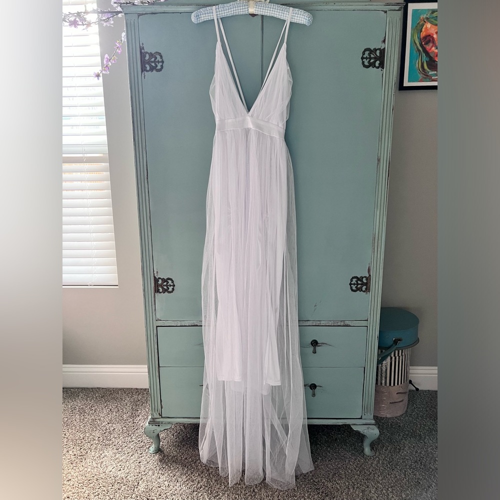 Dreamy chiffon mesh halter maxi dress